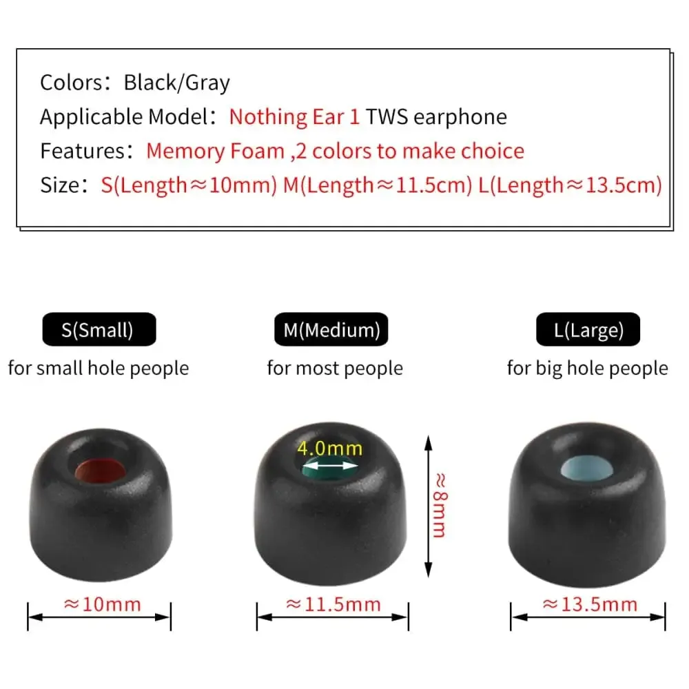 4pcs Anti-drop Noise Reduction Memory Foam Ear Tips for Nothing Ear (1) Tws Earphones