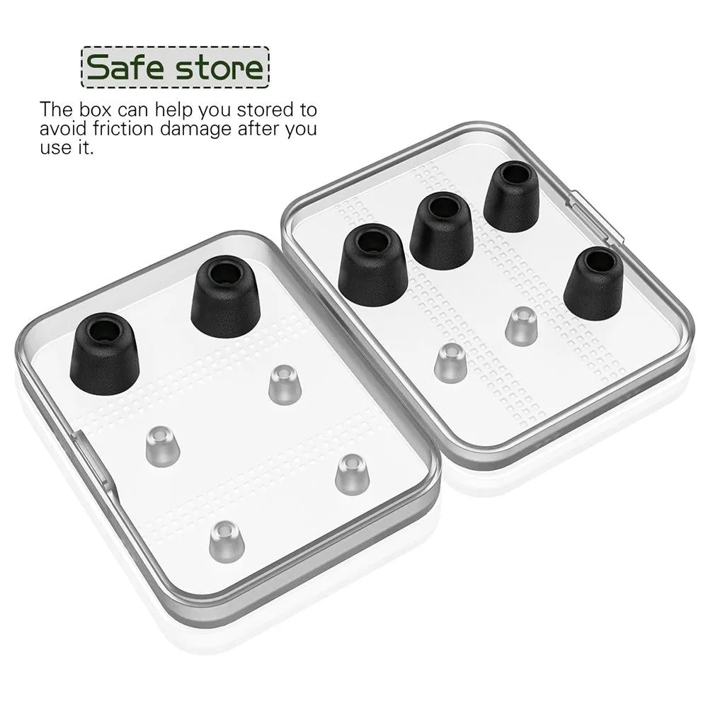 6 Pairs New Bee Memory Foam Ear Caps With Storage Box - Fits 5-7Mm Earphone Plugs