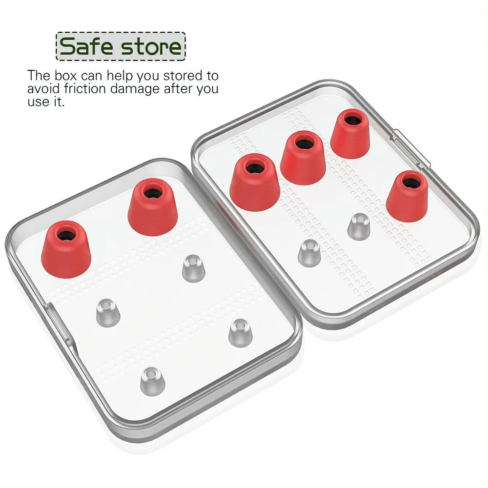 6 Pairs New Bee Memory Foam Ear Caps With Storage Box - Fits 5-7Mm Earphone Plugs
