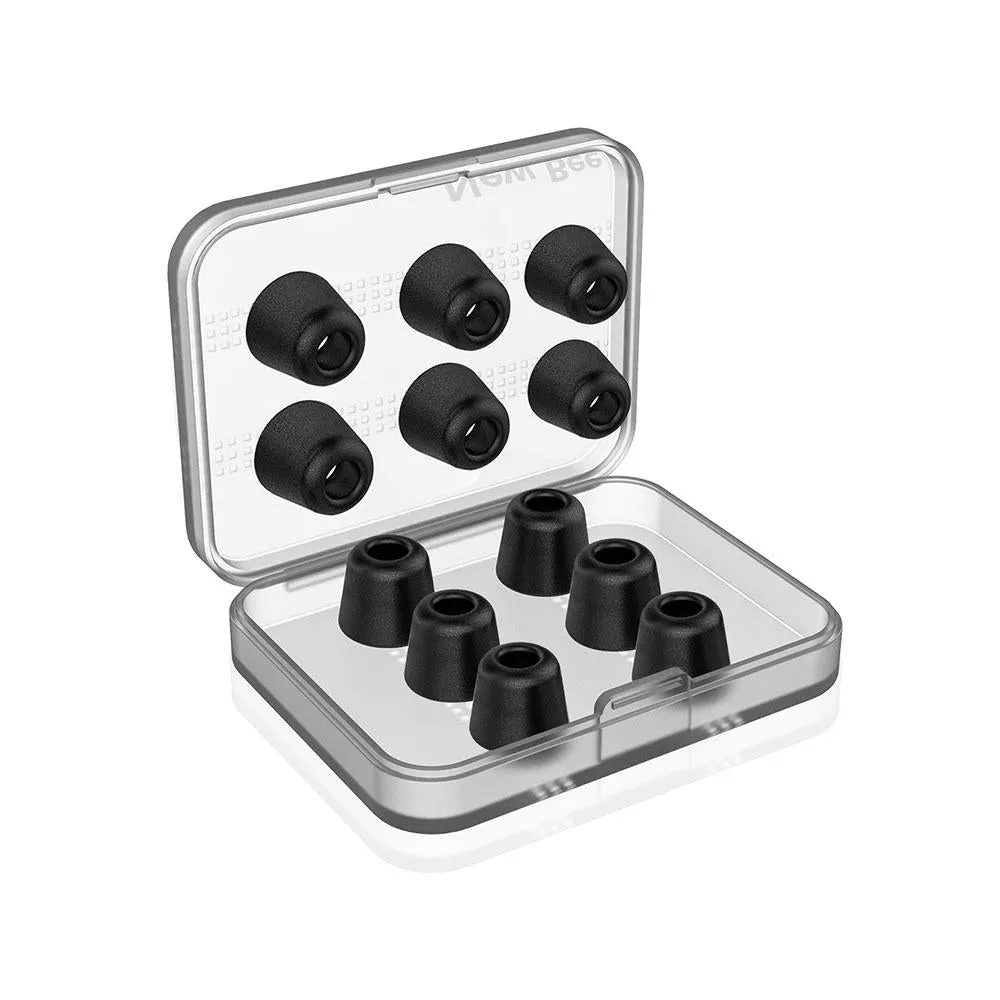 6 Pairs New Bee Memory Foam Ear Caps With Storage Box - Fits 5-7Mm Earphone Plugs