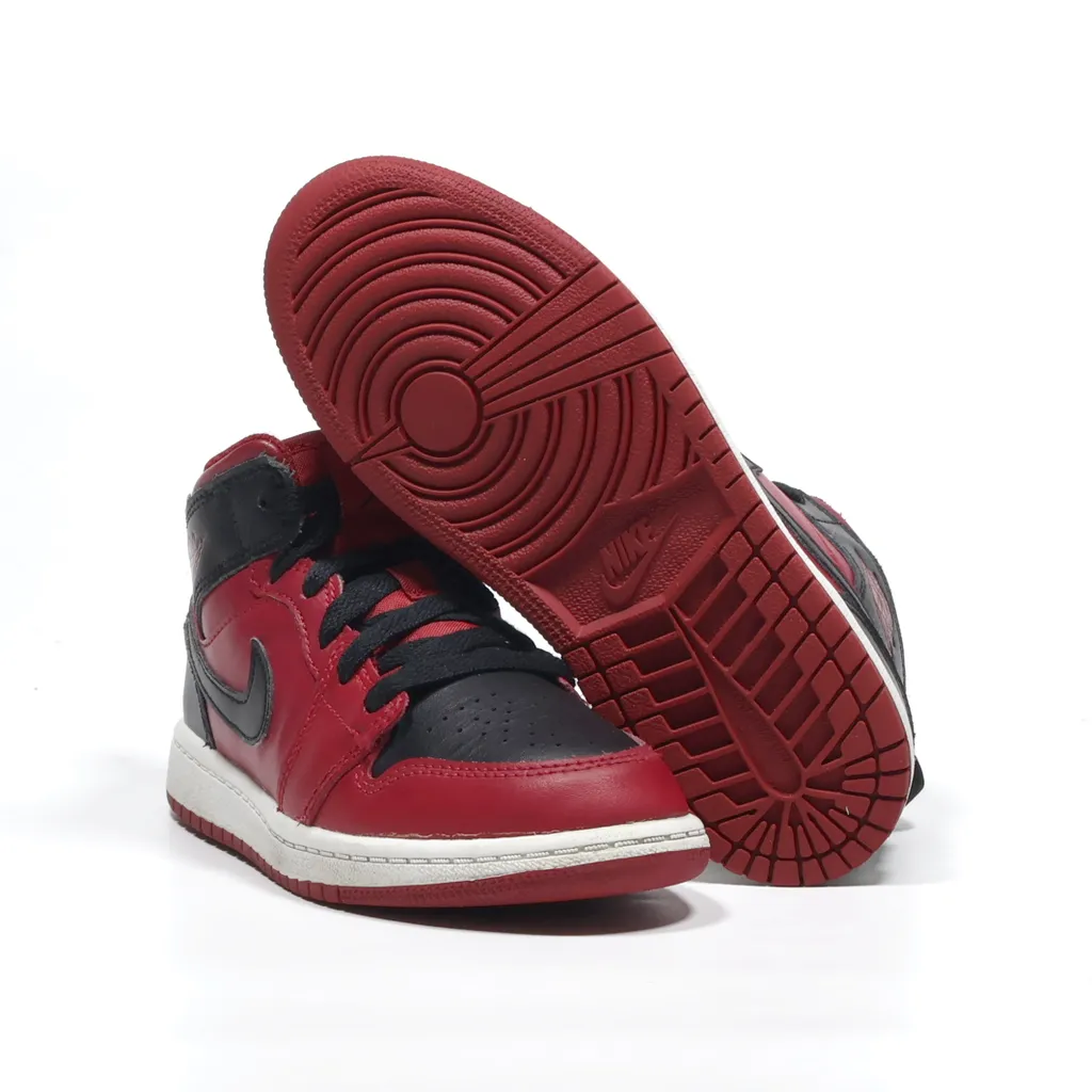 Air Jordan Air Jordan 1 Mid Sneakers Leather Red Color For Kids