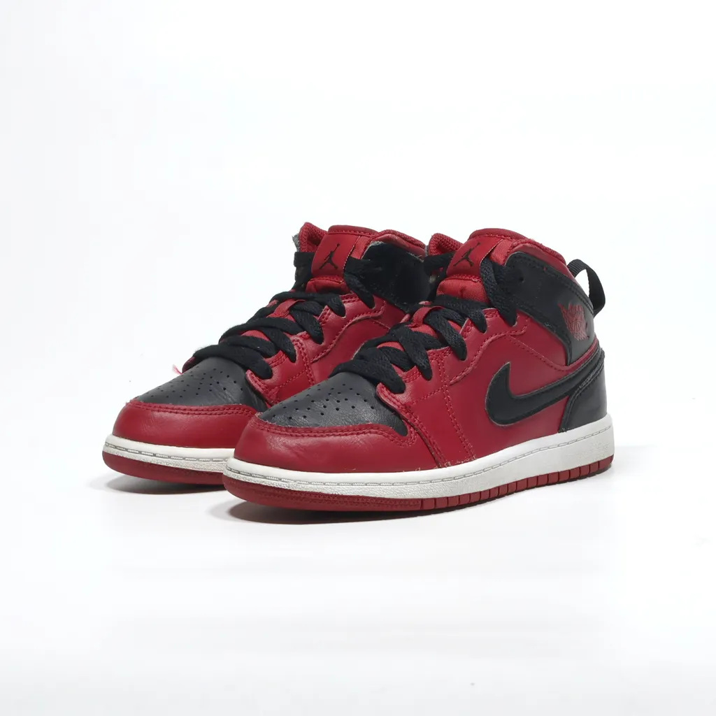 Air Jordan Air Jordan 1 Mid Sneakers Leather Red Color For Kids