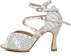 AOQUNFS Women Rhinestones Latin Dance Shoes Ballroom Salsa Performance Wedding Dancing Shoes,Z022