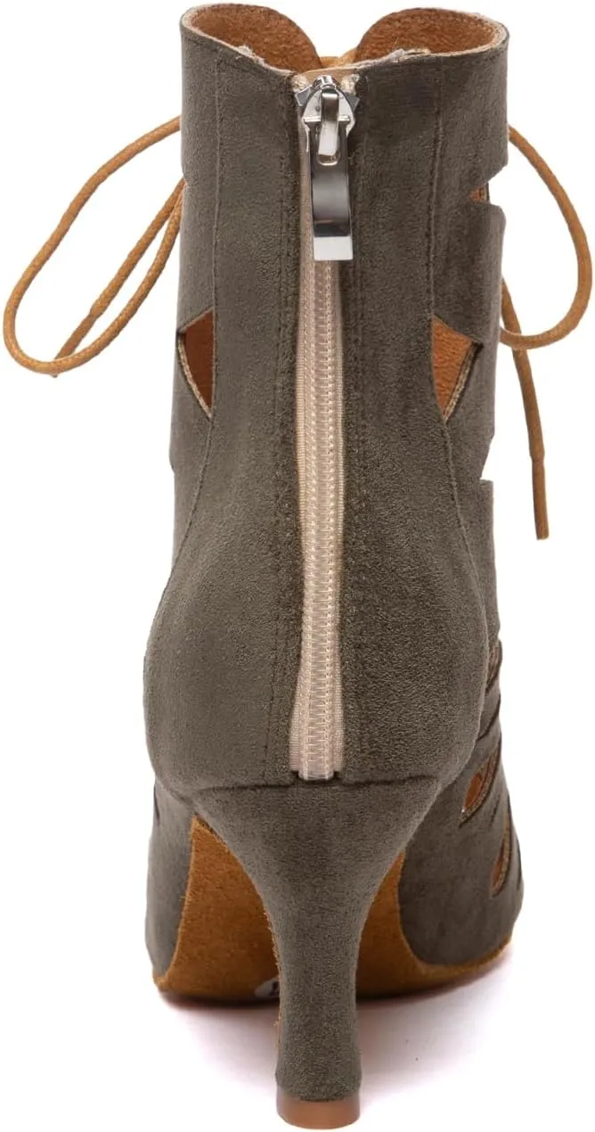 AOQUNFS Women's Ballroom Dance Shoes Latin Salsa Practice Performance Dance Boots,Model L610
