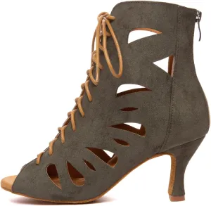 AOQUNFS Women's Ballroom Dance Shoes Latin Salsa Practice Performance Dance Boots,Model L610