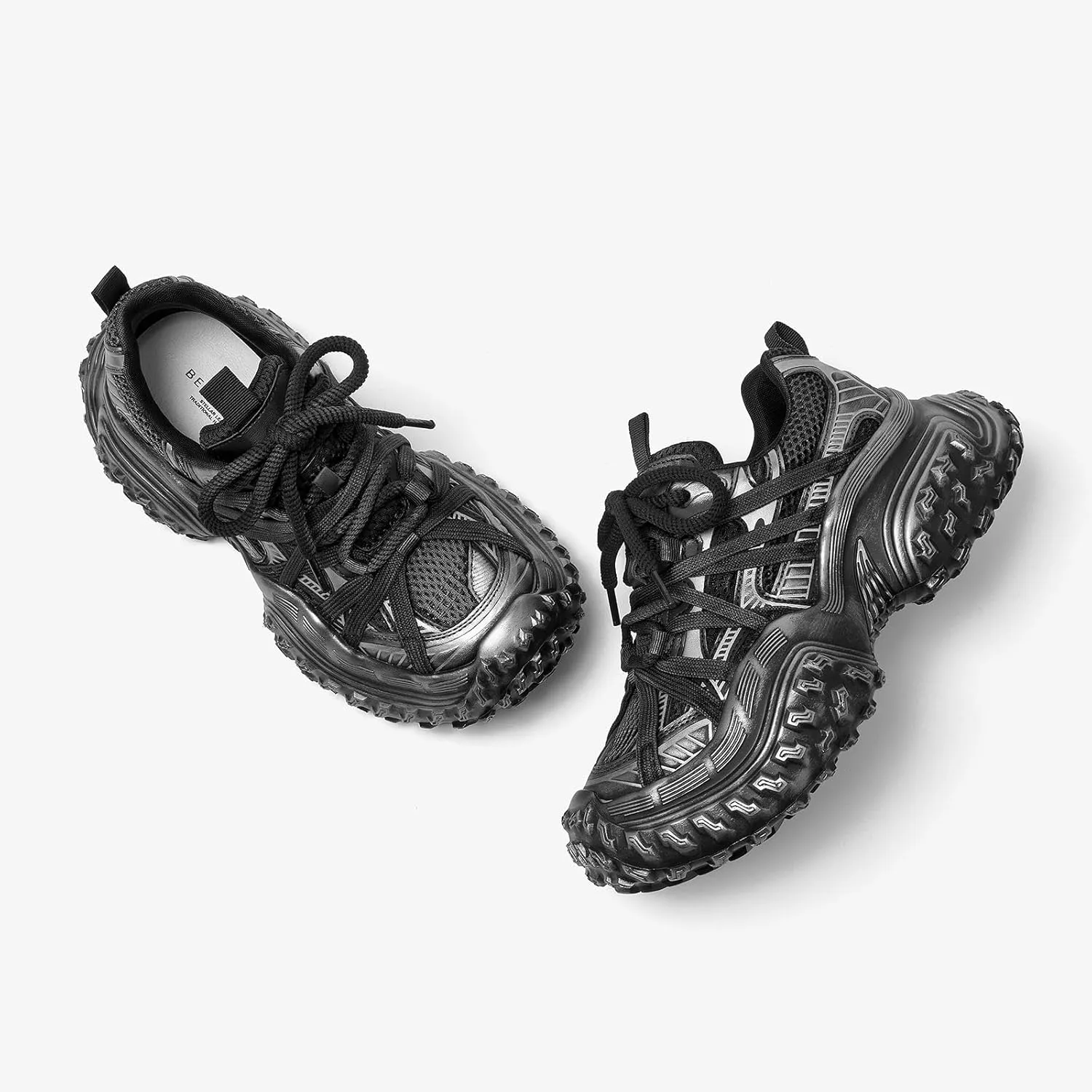 BEAU TODAY Chunky Sneakers for WomenWomens Fashion Sneakers, Genuine Leather Sneakers for Women, Lace Up Comfortable Casual Walking Dad Shoes