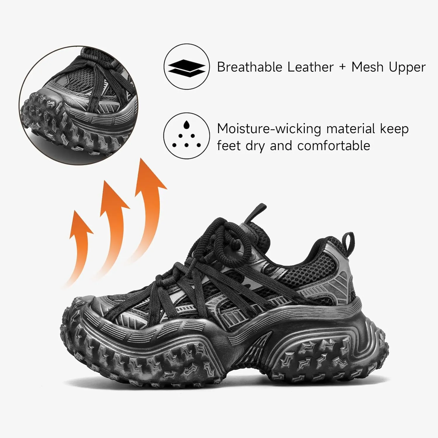 BEAU TODAY Chunky Sneakers for WomenWomens Fashion Sneakers, Genuine Leather Sneakers for Women, Lace Up Comfortable Casual Walking Dad Shoes