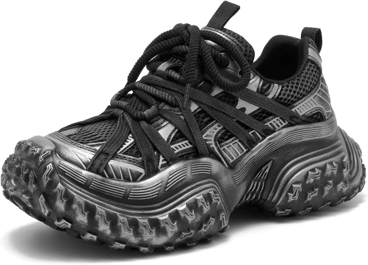 BEAU TODAY Chunky Sneakers for WomenWomens Fashion Sneakers, Genuine Leather Sneakers for Women, Lace Up Comfortable Casual Walking Dad Shoes