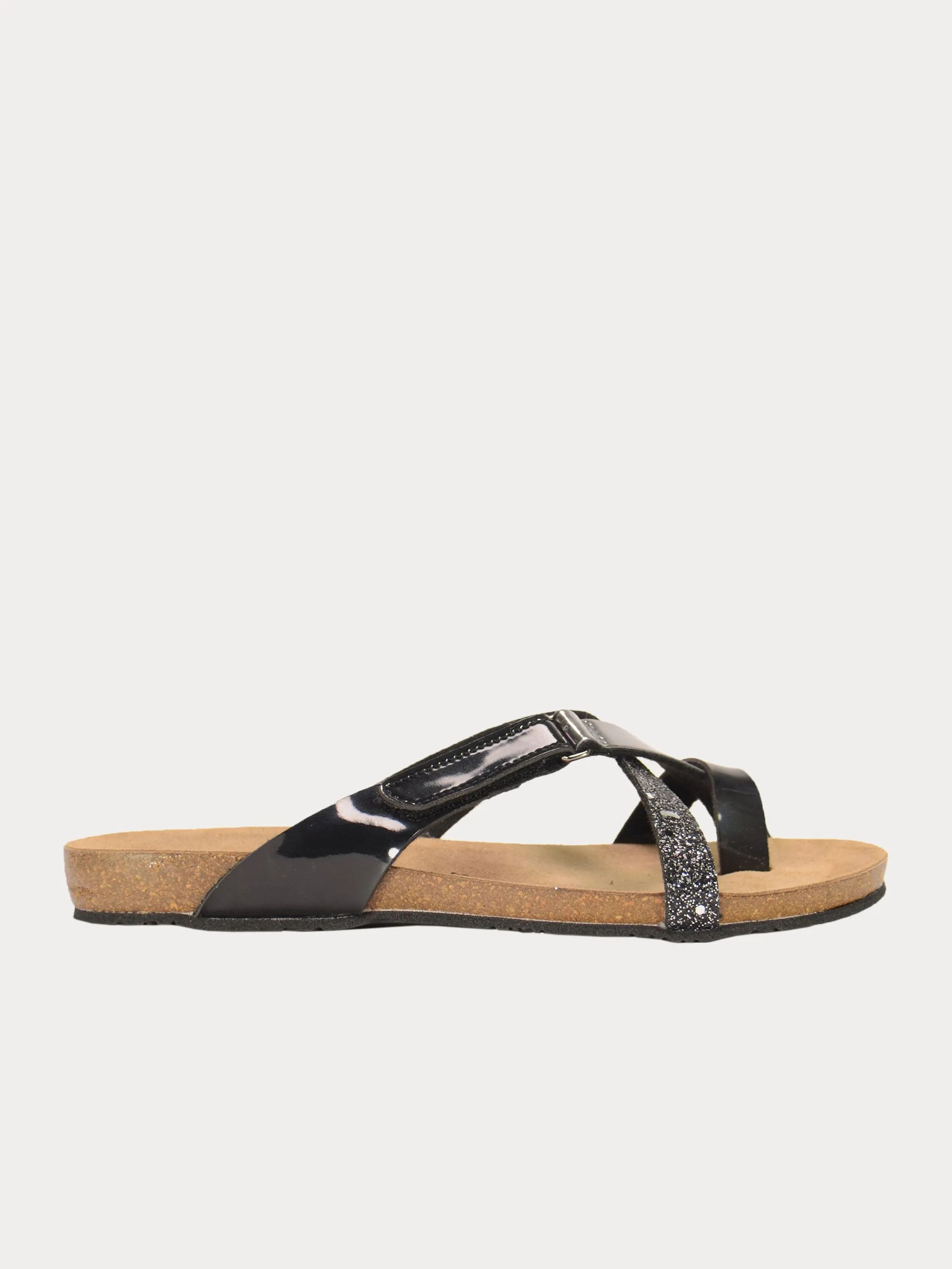 Biochic Women's Casual Slip-On Black Flat Sandals