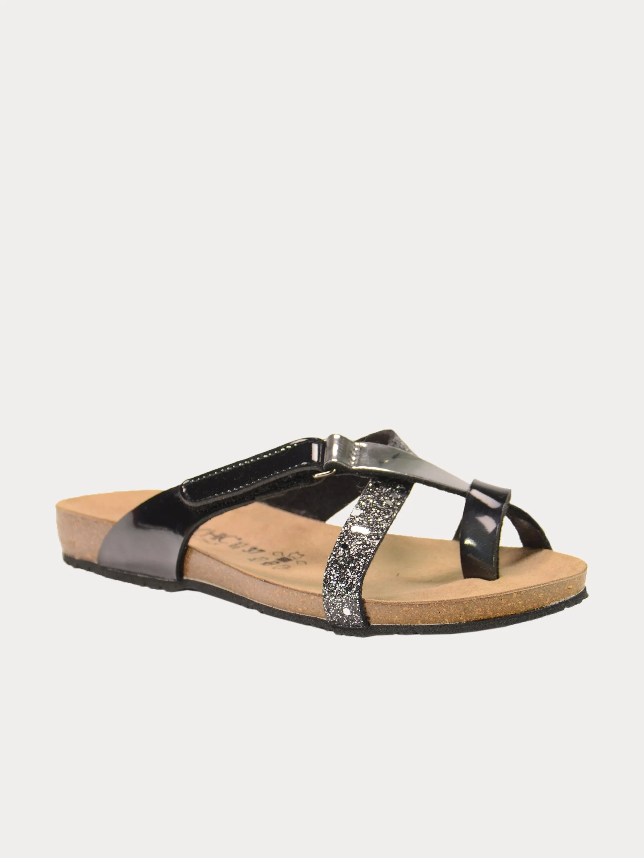 Biochic Women's Casual Slip-On Black Flat Sandals