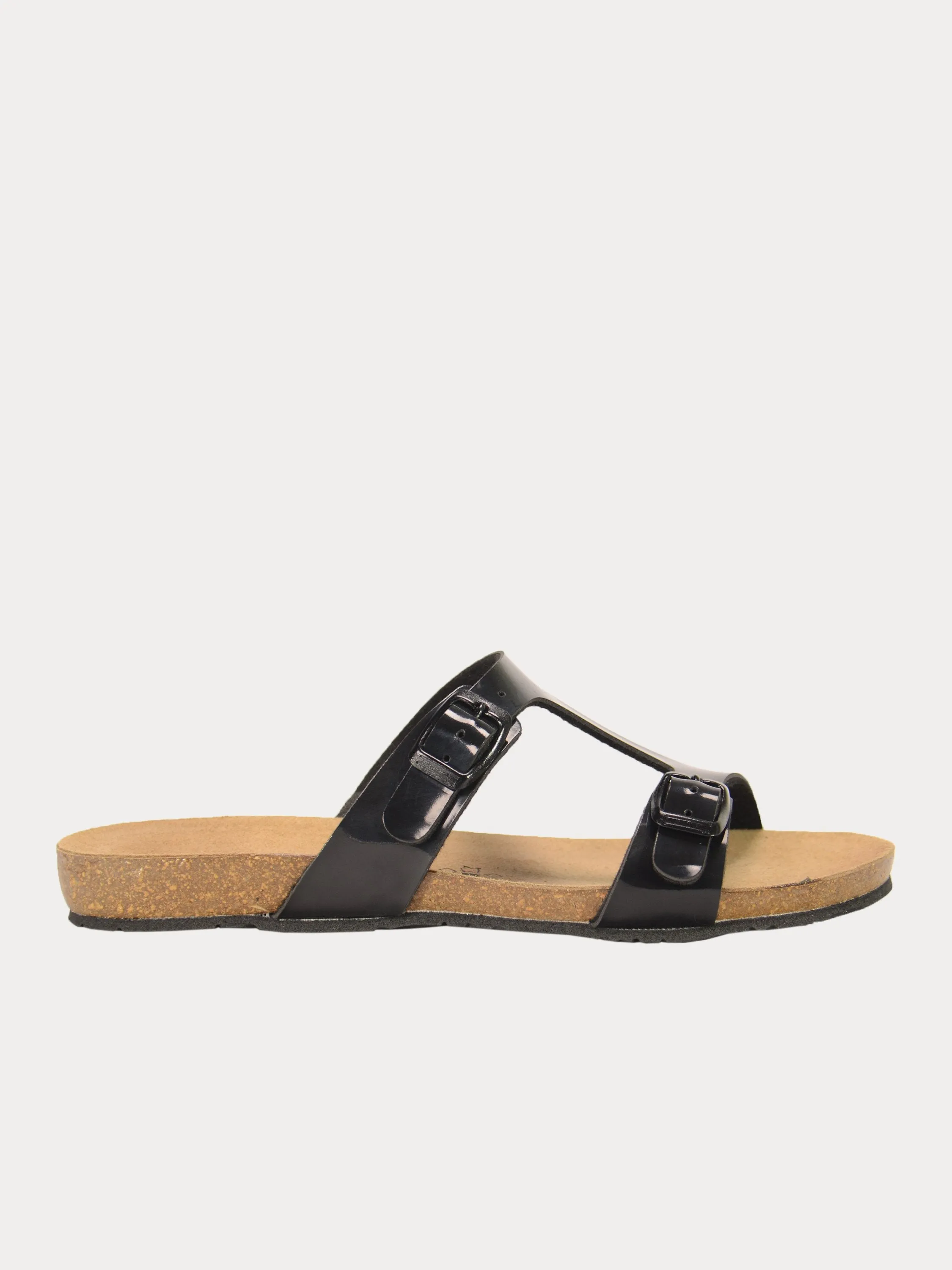 Biochic Women's Dual Strap Metallic Flat Sandals