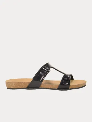 Biochic Women's Dual Strap Metallic Flat Sandals