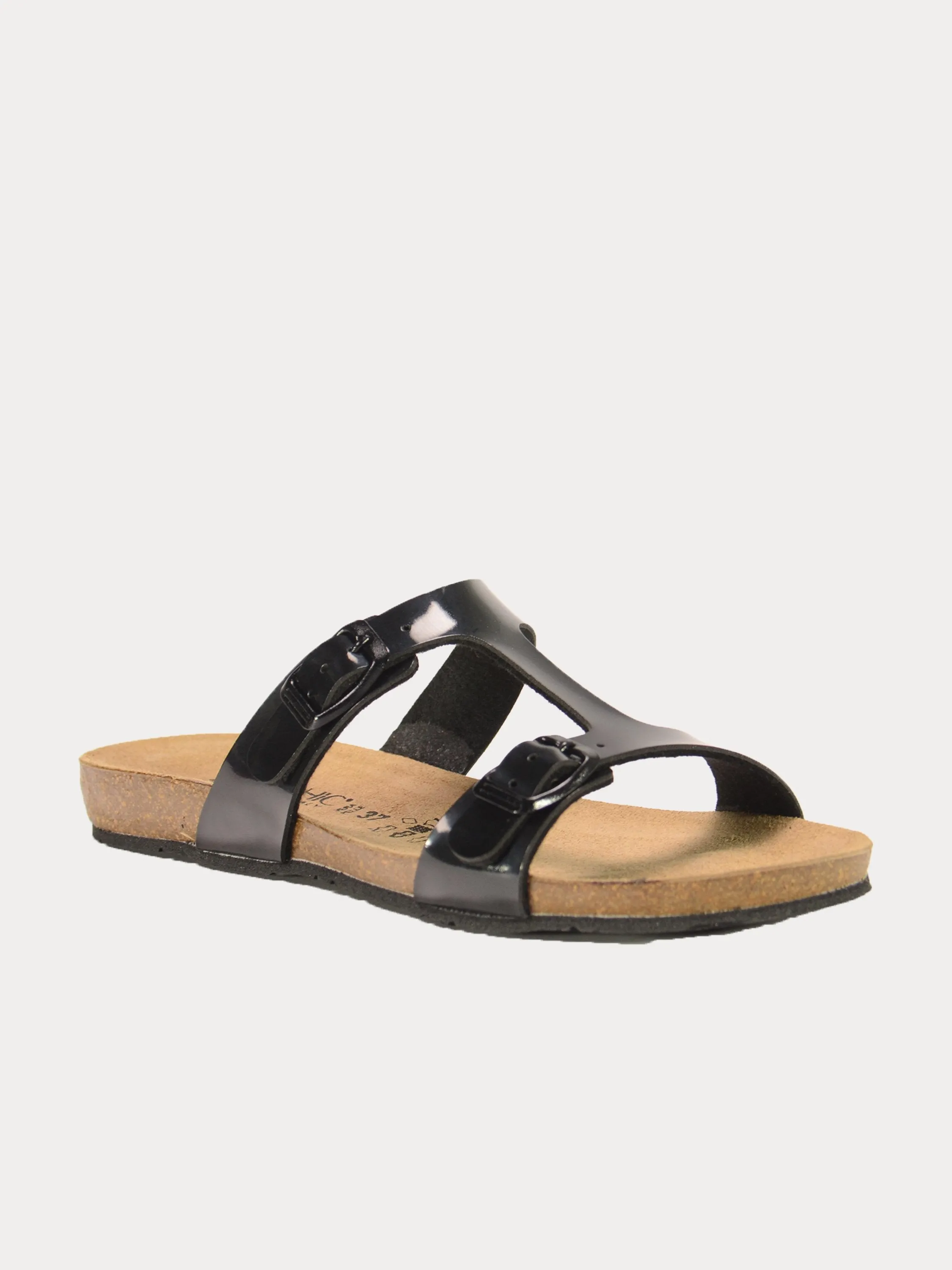 Biochic Women's Dual Strap Metallic Flat Sandals