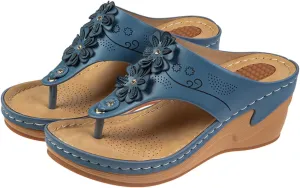 Bohemian Orthopedic Sandals for Women 2025 Floral Hollow Out Mesh Sports Sandals Casual Thick Soled Height Increasing Sandals