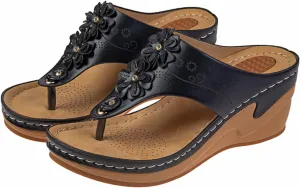 Bohemian Orthopedic Sandals for Women 2025 Floral Hollow Out Mesh Sports Sandals Casual Thick Soled Height Increasing Sandals