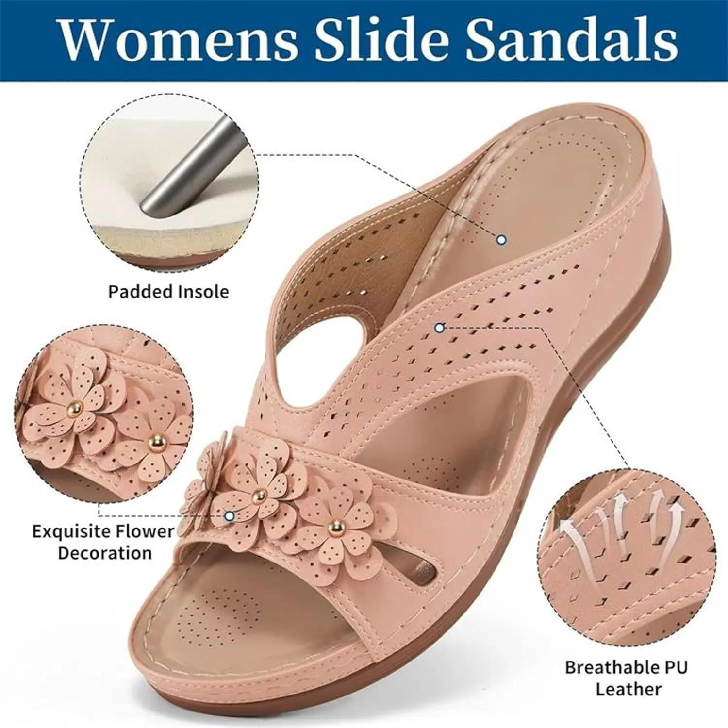 Bohemian Sandals for Women Wedge Shoes 2025 Arch Support Open Toe Fish Mouth Mesh Breathable Slides Lightweight Platform Shoe