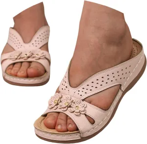 Bohemian Sandals for Women Wedge Shoes 2025 Arch Support Open Toe Fish Mouth Mesh Breathable Slides Lightweight Platform Shoe