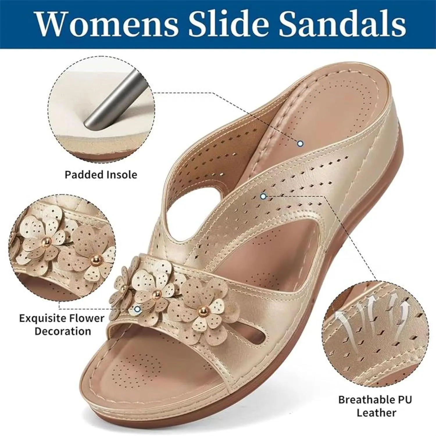 Bohemian Sandals for Women Wedge Shoes 2025 Arch Support Open Toe Fish Mouth Mesh Breathable Slides Lightweight Platform Shoe