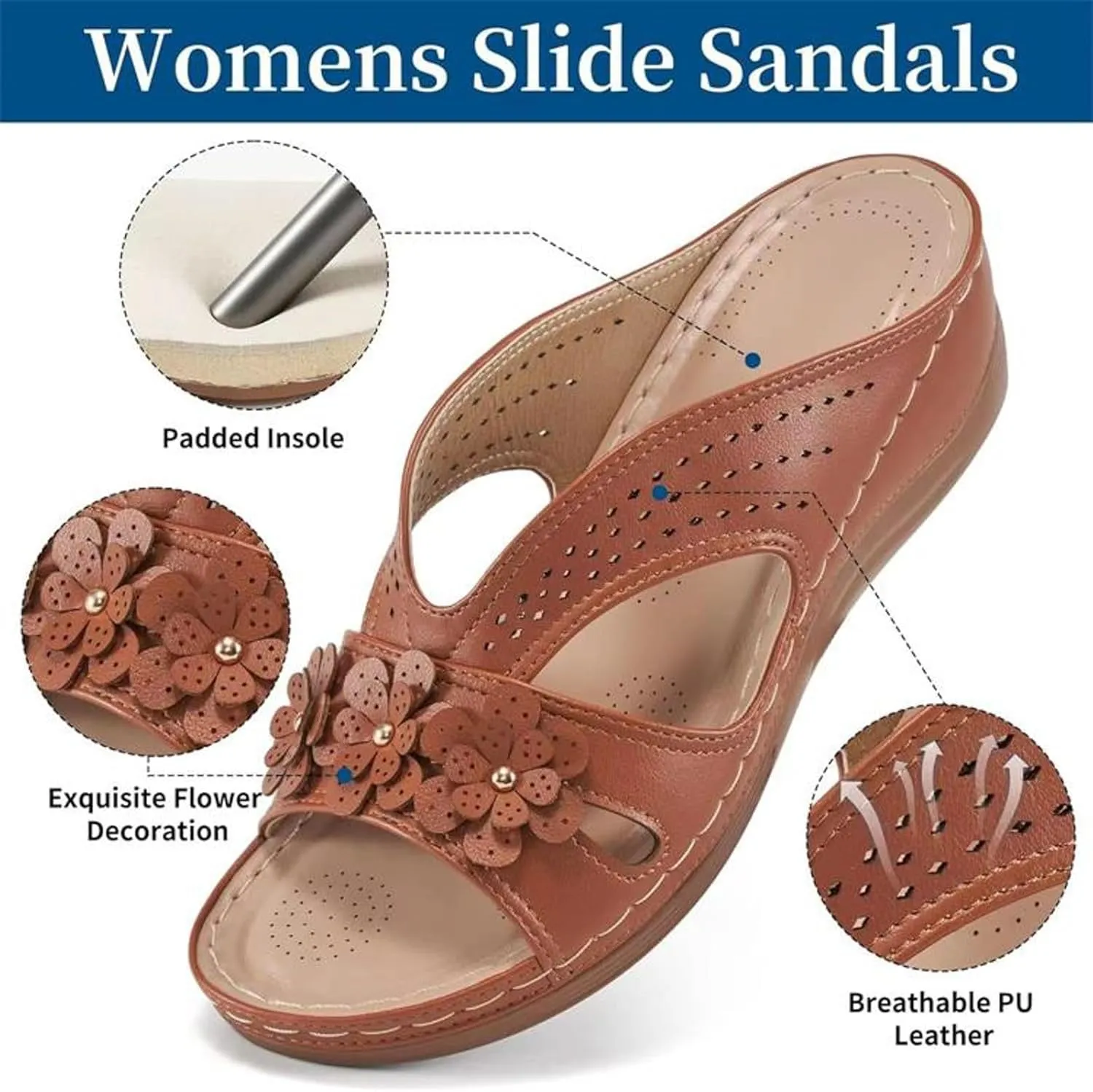 Bohemian Sandals for Women Wedge Shoes 2025 Arch Support Open Toe Fish Mouth Mesh Breathable Slides Lightweight Platform Shoe