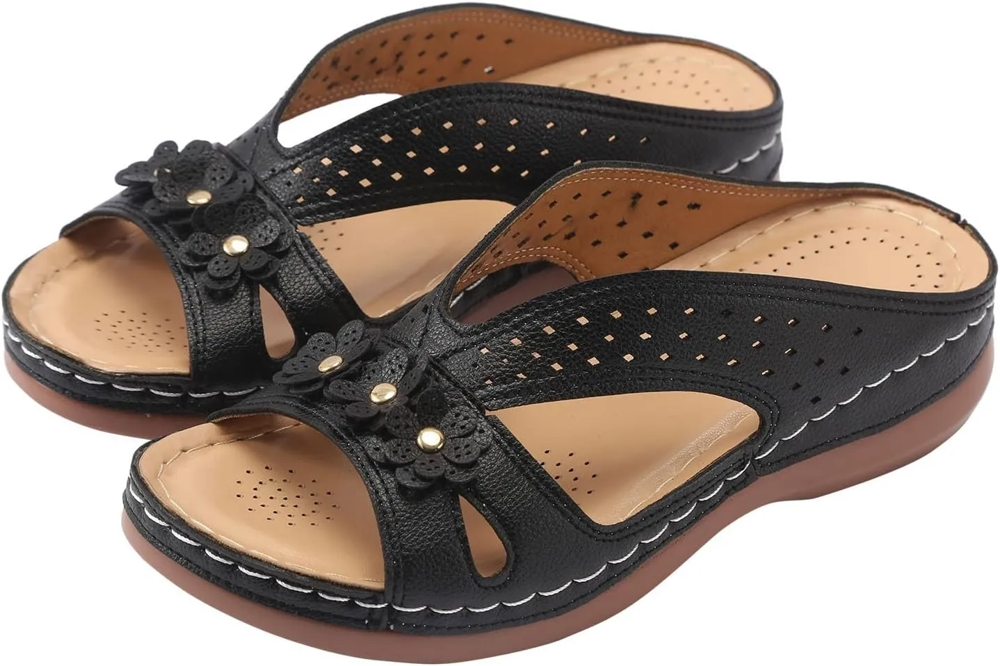Bohemian Sandals for Women Wedge Shoes 2025 Arch Support Open Toe Fish Mouth Mesh Breathable Slides Lightweight Platform Shoe
