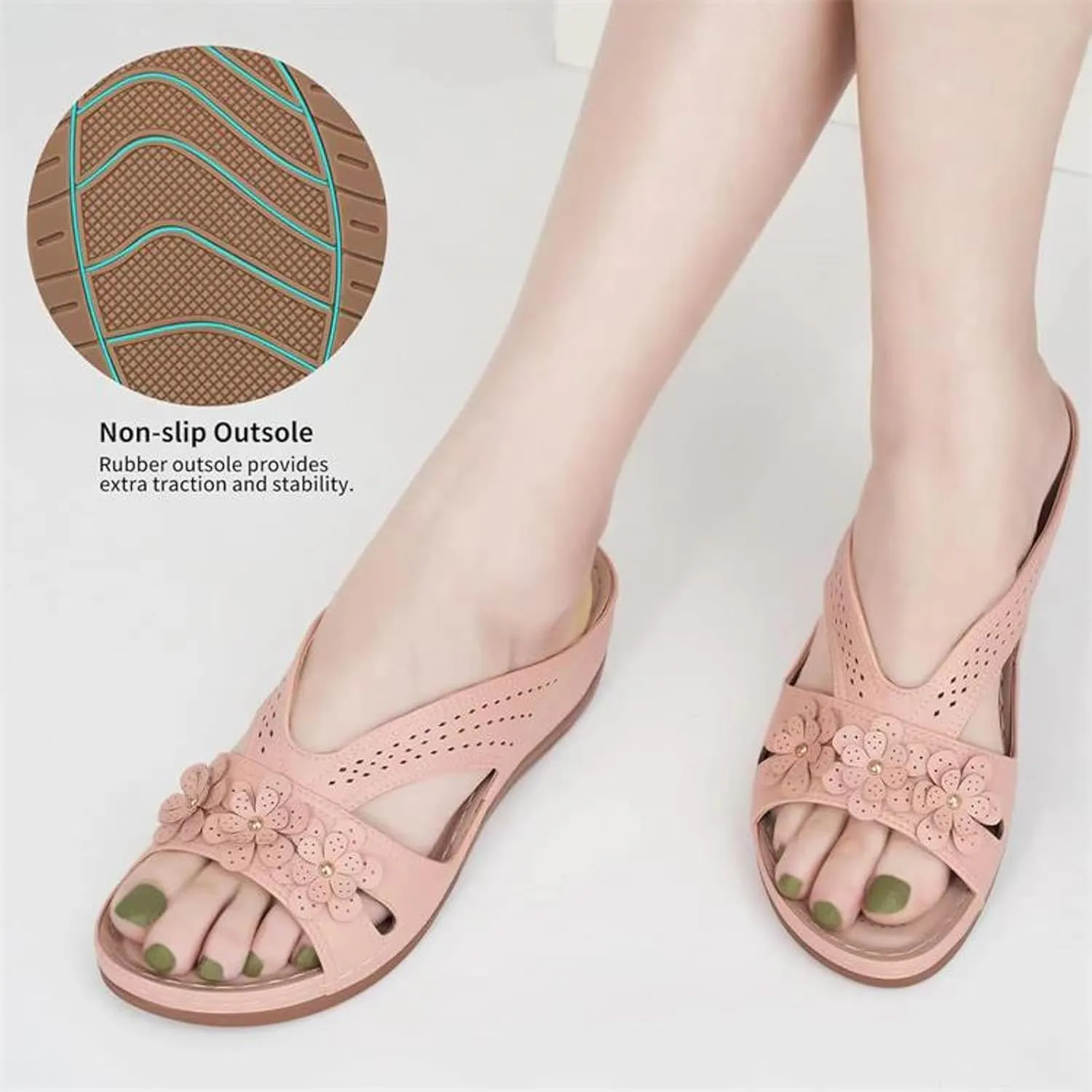 Bohemian Sandals for Women Wedge Shoes 2025 Arch Support Open Toe Fish Mouth Mesh Breathable Slides Lightweight Platform Shoe