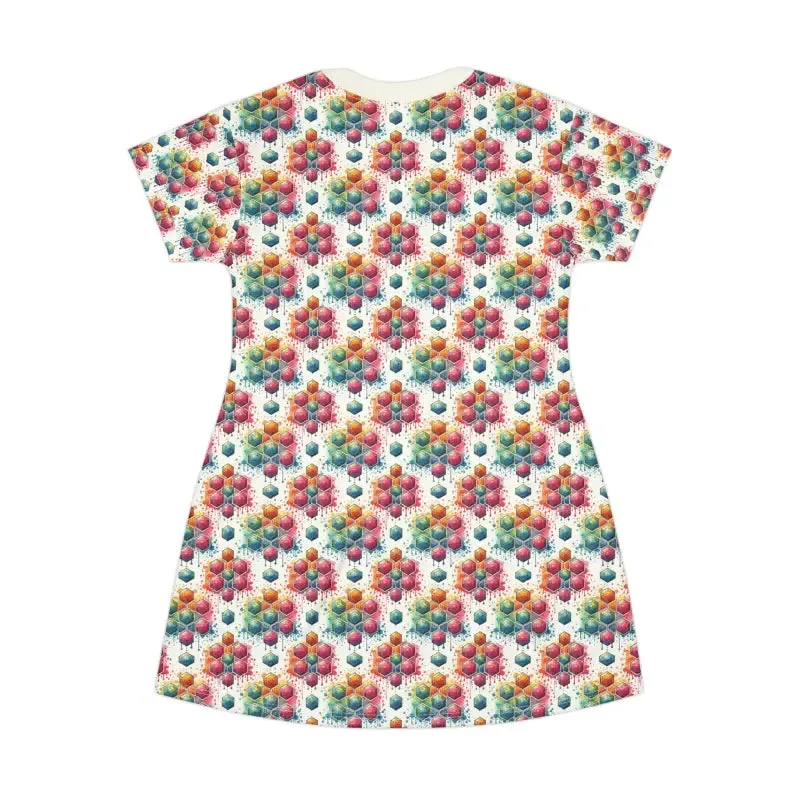 Bold Geometrical Colorful Pattern Shirt Dress