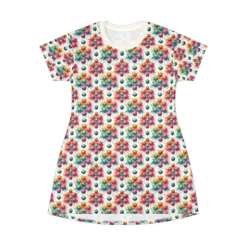 Bold Geometrical Colorful Pattern Shirt Dress