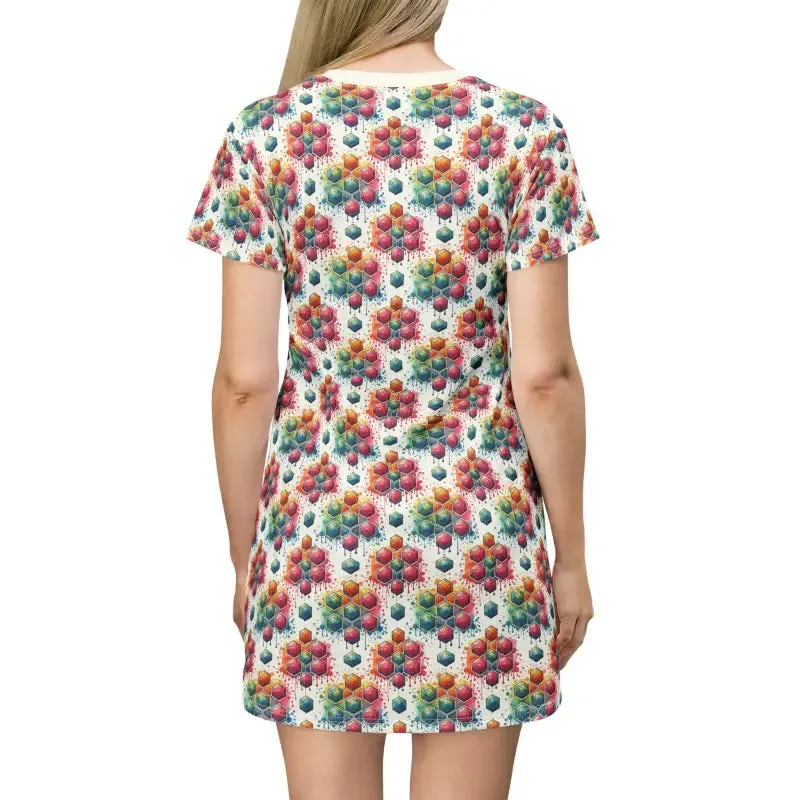 Bold Geometrical Colorful Pattern Shirt Dress