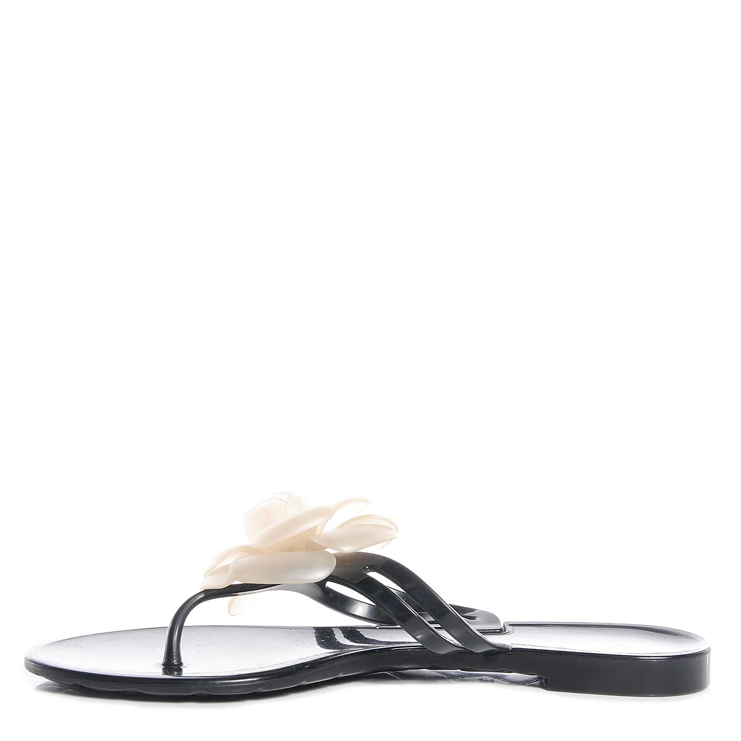 CHANEL CC JELLY CAMELLIA THONG SANDALS