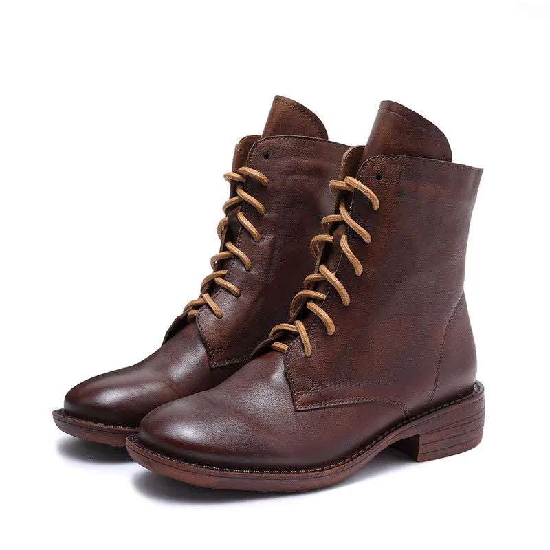 Classic Versatile Lace-up Leather Martin Boots