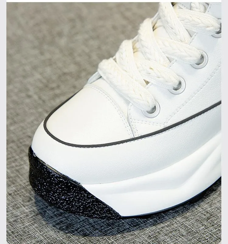 Cow Leather Platform Versatile Ankle Boots