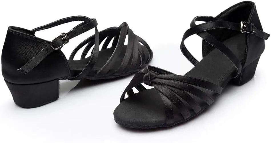 CsgrFagr Women Fashion Dancing Prom Ballroom Latin Dance Shoes Sandals Womens Heeled Sandals Wide (Black, 8.5)