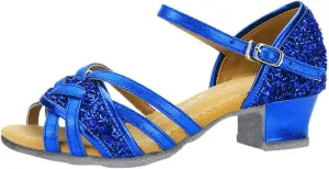 CsgrFagr Women Fashion Dancing Prom Ballroom Latin Salsa Dance Shoes Sandals Women Flat Flip Flops (Blue, 5.5)
