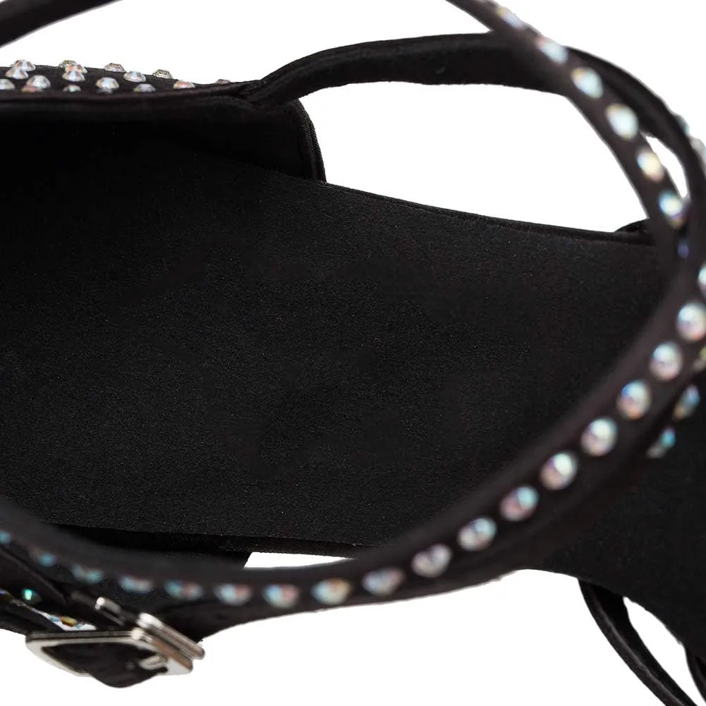 DKZSYIM Women's Latin Dance Shoes Ballroom Performance Rhinestone Dance Shoes,Model YCL154