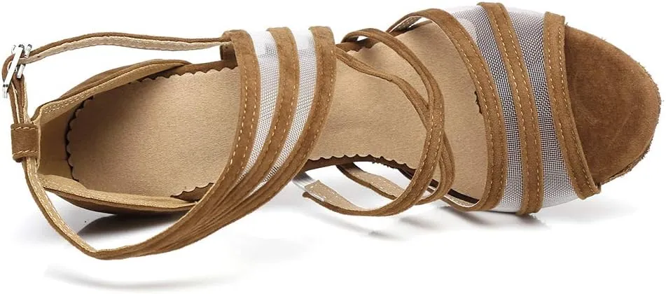 DKZSYIM Women's Latin Dance Shoes Ballroom Performance Salsa Practice Dancing Shoes,Model YCL300