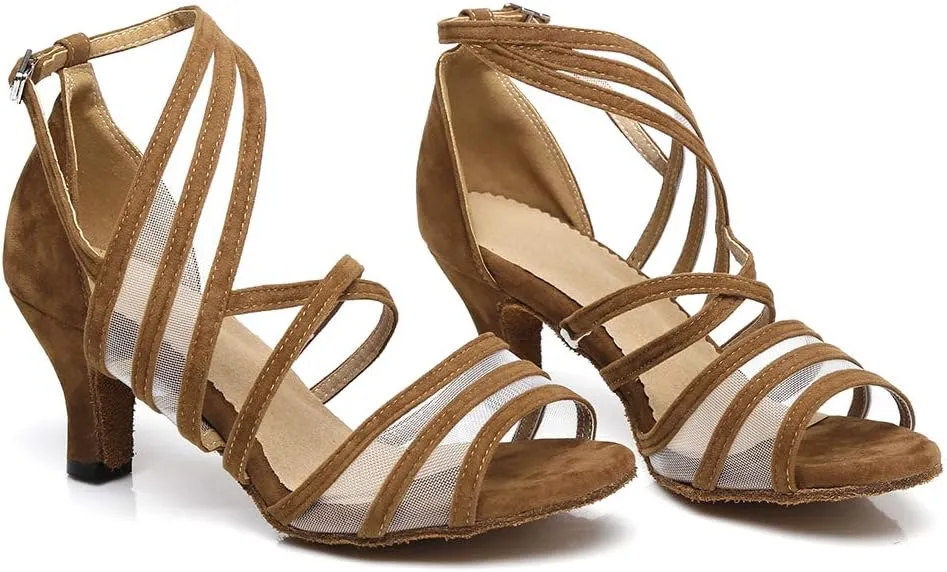 DKZSYIM Women's Latin Dance Shoes Ballroom Performance Salsa Practice Dancing Shoes,Model YCL300
