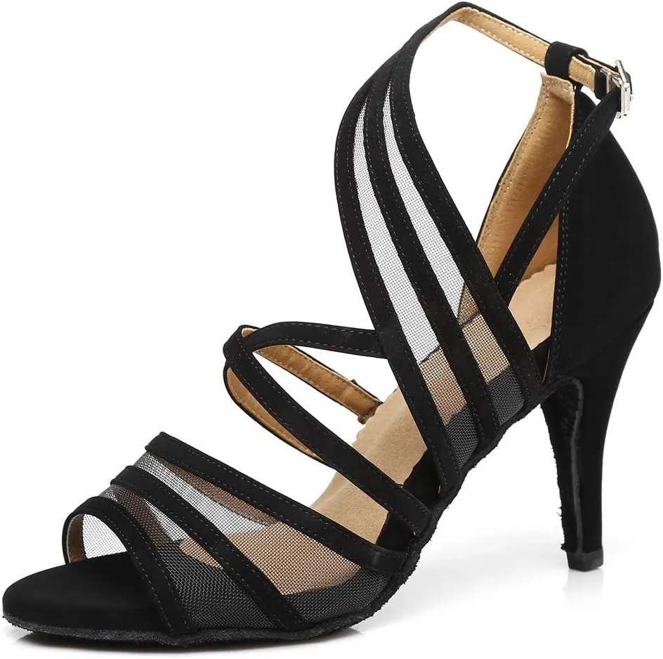 DKZSYIM Women's Latin Dance Shoes Ballroom Performance Salsa Practice Dancing Shoes,Model YCL300