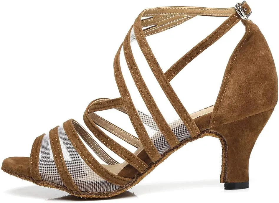 DKZSYIM Women's Latin Dance Shoes Ballroom Performance Salsa Practice Dancing Shoes,Model YCL300
