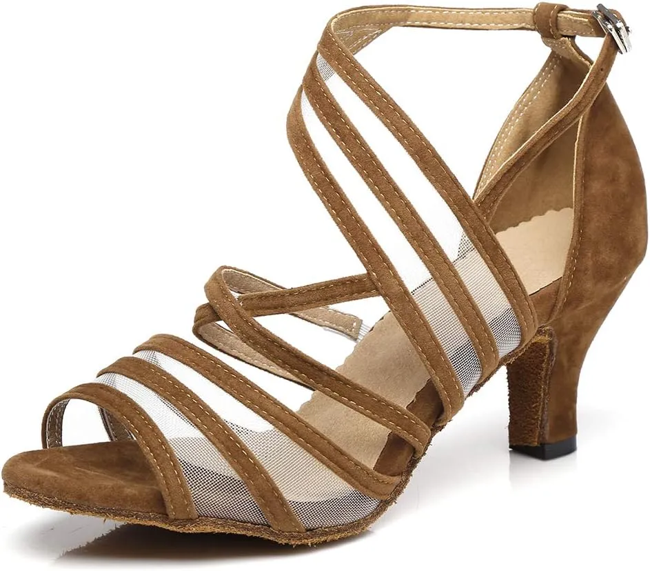 DKZSYIM Women's Latin Dance Shoes Ballroom Performance Salsa Practice Dancing Shoes,Model YCL300