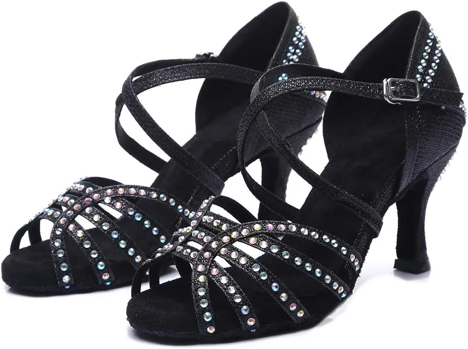 DKZSYIM Women's Latin Dance Shoes Ballroom Performance Shoes,Model YCL374