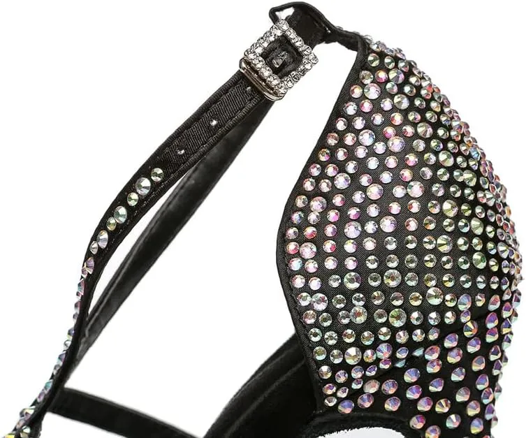 DKZSYIM Women's Satin Latin Dance Shoes Ballroom Performance Shoes,Model YCL413