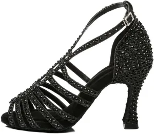 DKZSYIM Women's Satin Latin Dance Shoes Ballroom Performance Shoes,Model YCL413
