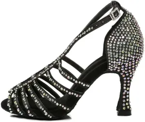 DKZSYIM Women's Satin Latin Dance Shoes Ballroom Performance Shoes,Model YCL413