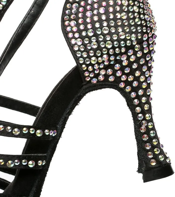 DKZSYIM Women's Satin Latin Dance Shoes Ballroom Performance Shoes,Model YCL413