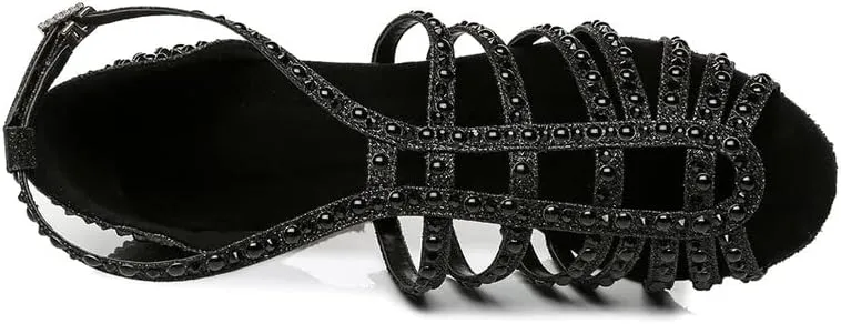 DKZSYIM Women's Satin Latin Dance Shoes Ballroom Performance Shoes,Model YCL413