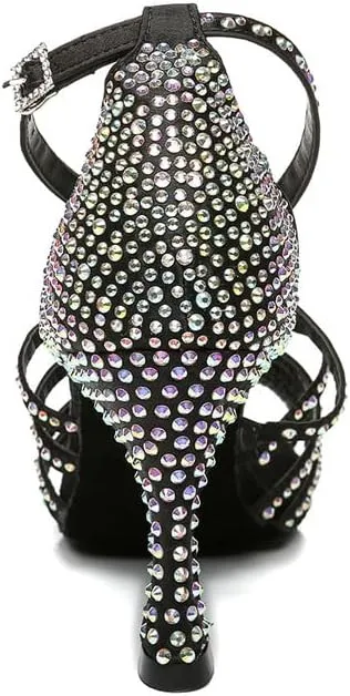 DKZSYIM Women's Satin Latin Dance Shoes Ballroom Performance Shoes,Model YCL413
