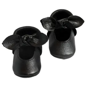 Ebony Knotted Bow Baby Shoe