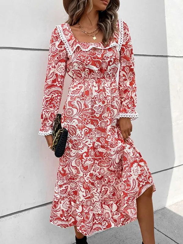 Elegant Long Sleeve Floral Maxi Dress for Women