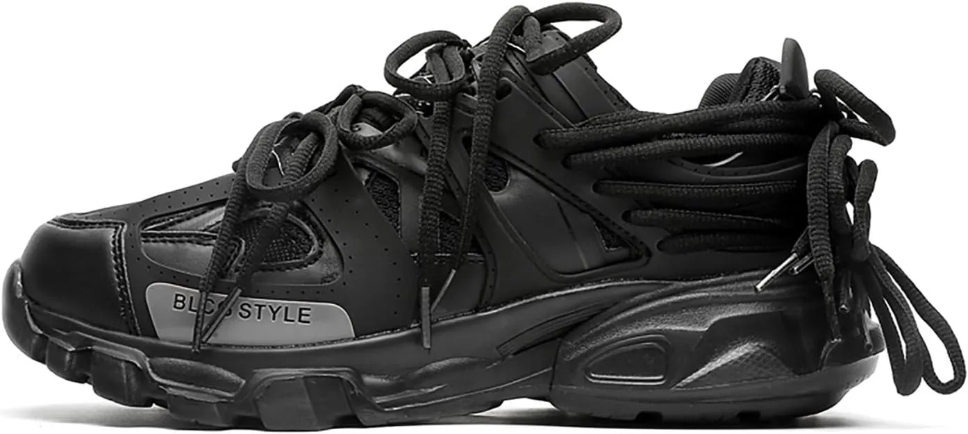 Fashion Casual Platform Chunky Sneakers for Women Non-Slip Dad Shoes for Men Comfortable Lace-up Tennis Shoes