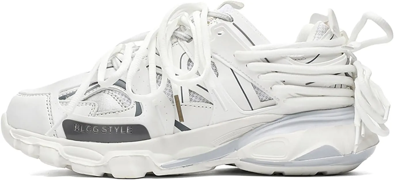 Fashion Casual Platform Chunky Sneakers for Women Non-Slip Dad Shoes for Men Comfortable Lace-up Tennis Shoes